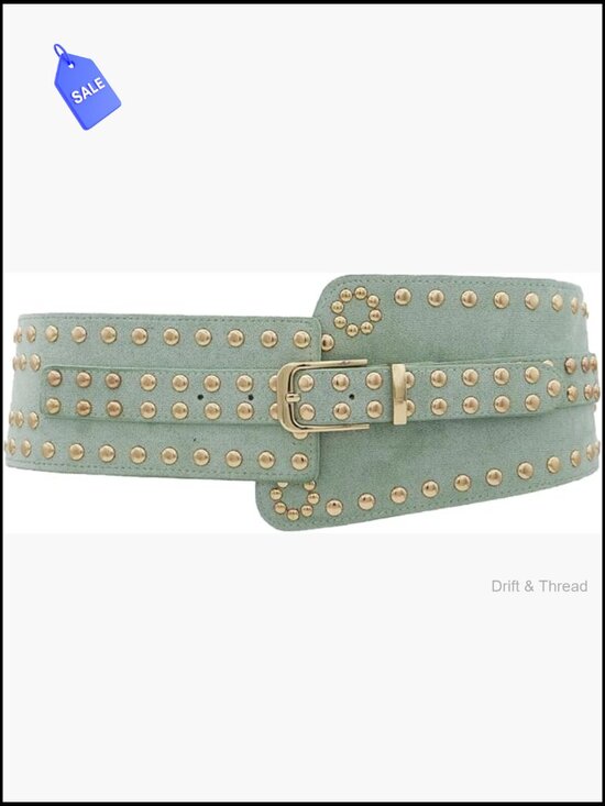 Wide Elastic Waist Belt Chunky Stretchy Thick Studded Dress Belt for Women main image 4